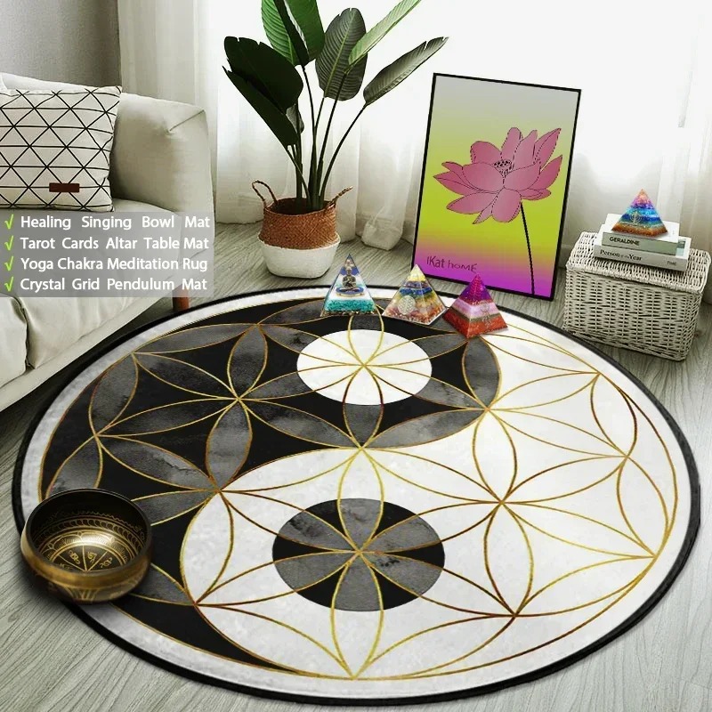 Yin Yang Taiji Round Rug Flowe - Home Gym On Carpet review and price