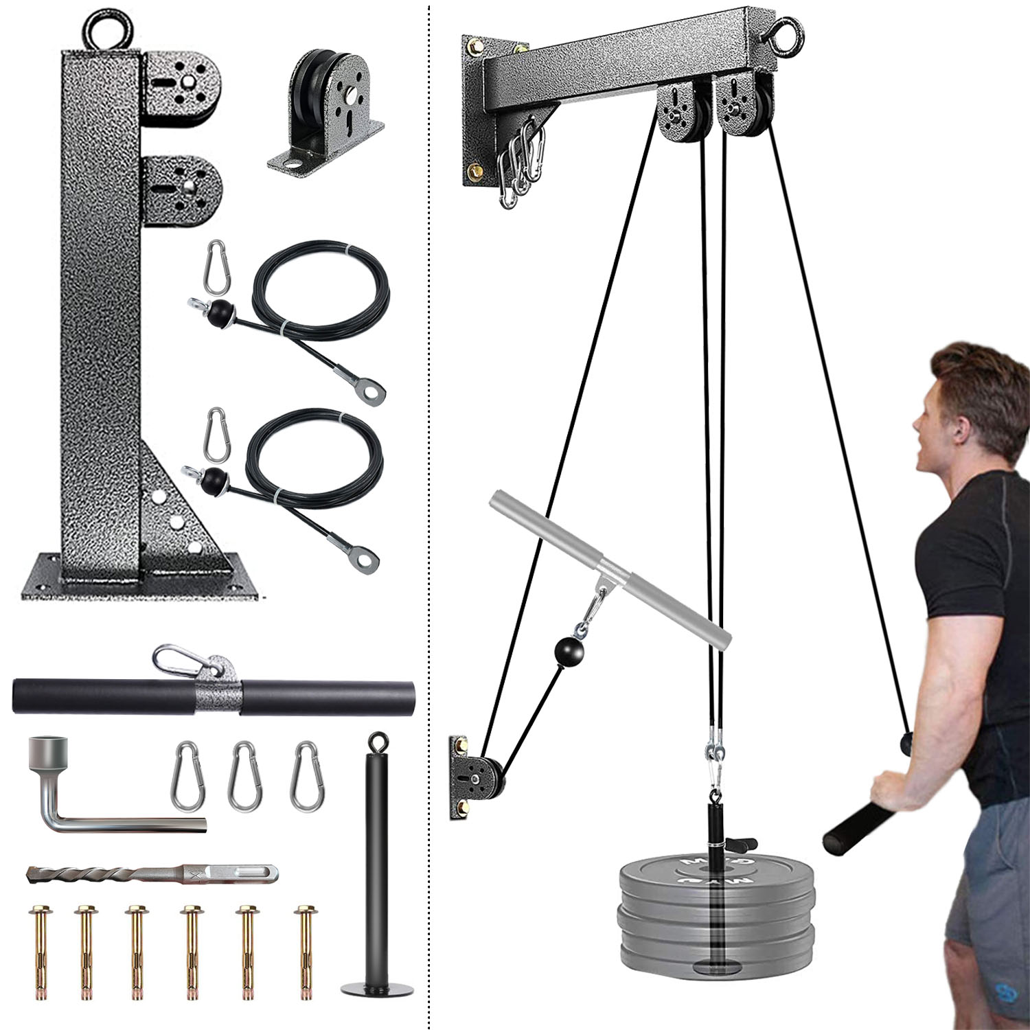 Fitness Wall Mounted Pulley Sy - Cable Pulley System review and price