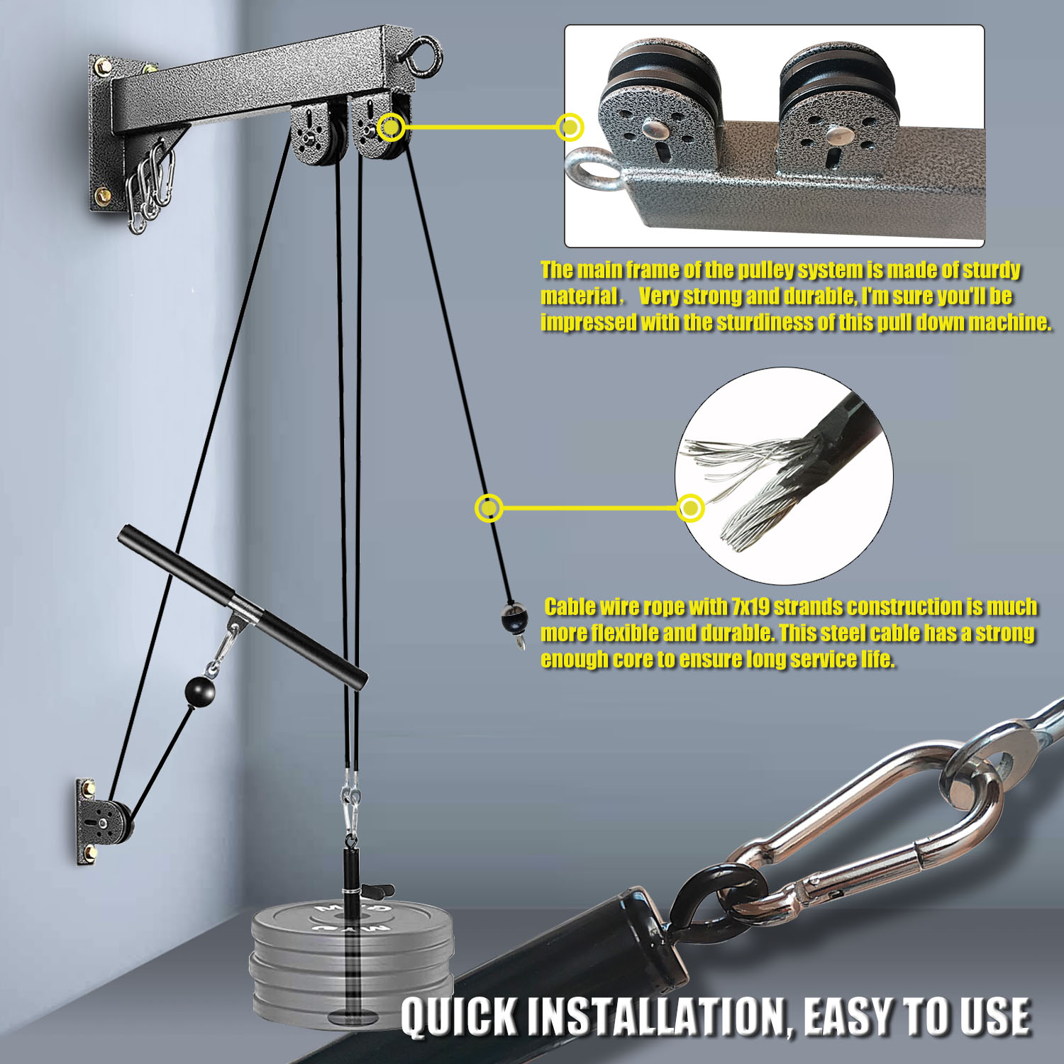 Fitness Wall Mounted Pulley Sy - Cable Pulley System review and price