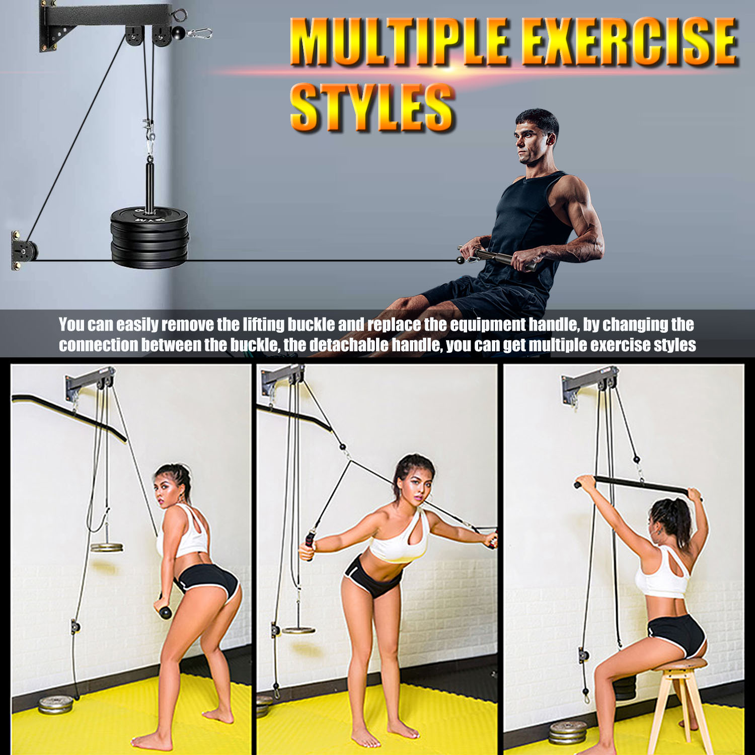 Fitness Wall Mounted Pulley Sy - Cable Pulley System review and price